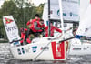  Auf Rang acht beendete der Württembergische Yacht-Club die Saison 2020 der Segel-Bundesliga. Beim abschließenden Event in Hamburg konnten Dennis und Kevin Mehlig (von rechts), Lukas Ammon (links) und Yannick Hafner (Mitte oben) die angestrebte Verbess