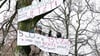 Die Klima-Aktivisten besetzen seit Mitte Dezember einen Baum an der Schussenstraße. Mit Bannern machen sie auf ihre Anliegen aufmerksam.