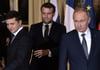 Wladimir Putin (re.) und Wolodimir Selenski (li.) kamen mit Frankreichs Präsident Emmanuel Macron zusammen.