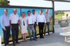  Auf der neuen Dachterrasse am Westallgäu-Klinikum Wangen: (von links) Swen Wendt (OSK), Jörg Hempel (Erster Stellvertretender Geschäftsführer), Margit Sigg (Eigenbetrieb IKP des Landkreises), Stefan Stüber (Freiraumsüd), Harry Wilhelm (IKP), Oberb