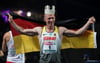  Arthur Abele aus Deutschland jubelt über Gold im Zehnkampf bei der Heim-EM in Berlin.