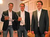 
Drei Freunde, die beschwingt miteinander musizieren (von links): Florian Keller, Daniel Bucher (Trompete) und Patrick Brugger (Orgel). 
