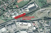 Das Bild zeigt, wo die Stadt einen neuen Bahnhaltepunkt Aalen-West plant, der 2019 in betrieb gehen soll: auf Höhe der Unterführung Aalwirtshaus, gegenüber von Möbel Rieger.