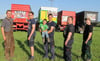 
Fahren Werbung für ihre Heimat (von links): Niklas Fink, Philipp Ruhland, Steffen Münz mit Neffe Niklas, Reiner Gienger und Michael Vogel. 
