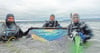 Der Hai im Bodensee – Die Foto-Schautafel war zehn Wochen im See verankert und wird jetzt beim Wunderwelten-Festival im Graf-Zeppelin-Haus Friedrichshafen ausgestellt.