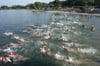 
Rein ins Vergnügen: Insgesamt 251 Schwimmer starten bei der Seedurchquerung des TSV Lindau.

