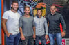 
KSV Aalens Trainer Patric Nuding (rechts) und Drei seiner Neuen (von links): Eric Thiele, Deniz Menekse und Ruhullah Gürler.


