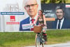 
Wahlplakate in Schwerin werben für Spitzenkandidaten Erwin Sellering (l) von der SPD und Lorenz Caffier (r) von der CDU. 
