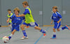 
Die F-Jugend hat sich bei einem Turnier gemessen: In blau ist Baltringen, der Sieger, zu sehen. Mit gelbem Hemdchen kommen die Spieler aus Schwendi.

