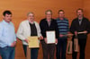 Vorstand Daniel Walter mit den Geehrten Alwin Schlosser, Josef Fürst, Anton Fuchs und Franz Bauer.