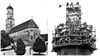 Spektakuläre Fotos von der Erneuerung der Turmhaube von St. Martin im Jahr 1933 (r.) sind unter anderem im neuen Kalender der Gesellschaft für Heimatpflege zu entdecken.